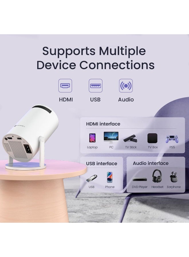 بورترونيكس Portronics Beem 440 Smart LED Projector with 720p HD Resolution, Rotatable Design, Built-in Streaming Apps (Netflix, Prime Video, Hotstar), 2000 Lumens, Screen Mirroring, 3 Watts Speaker (White) - Image 5